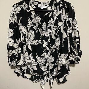 Rose & Olive Monochrome Leaf Pattern Blouse